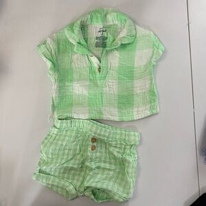 Cat & Jack Green and White Plaid Kids Matching Set